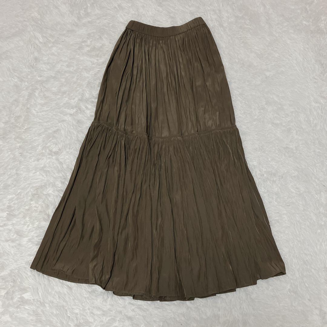 美品 Deuxieme Classe Gather Maxi スカートブラウンD