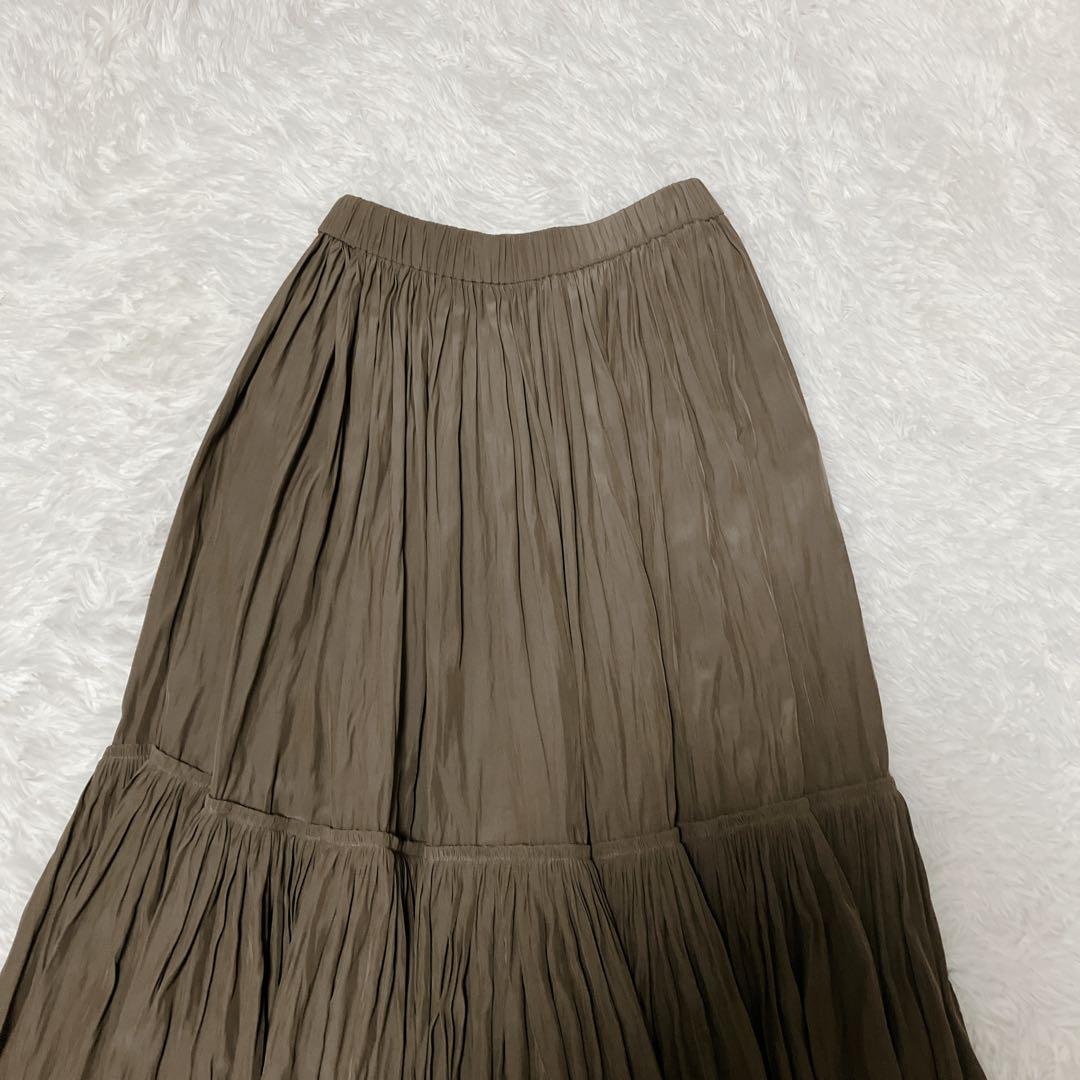 美品 Deuxieme Classe Gather Maxi スカートブラウンD