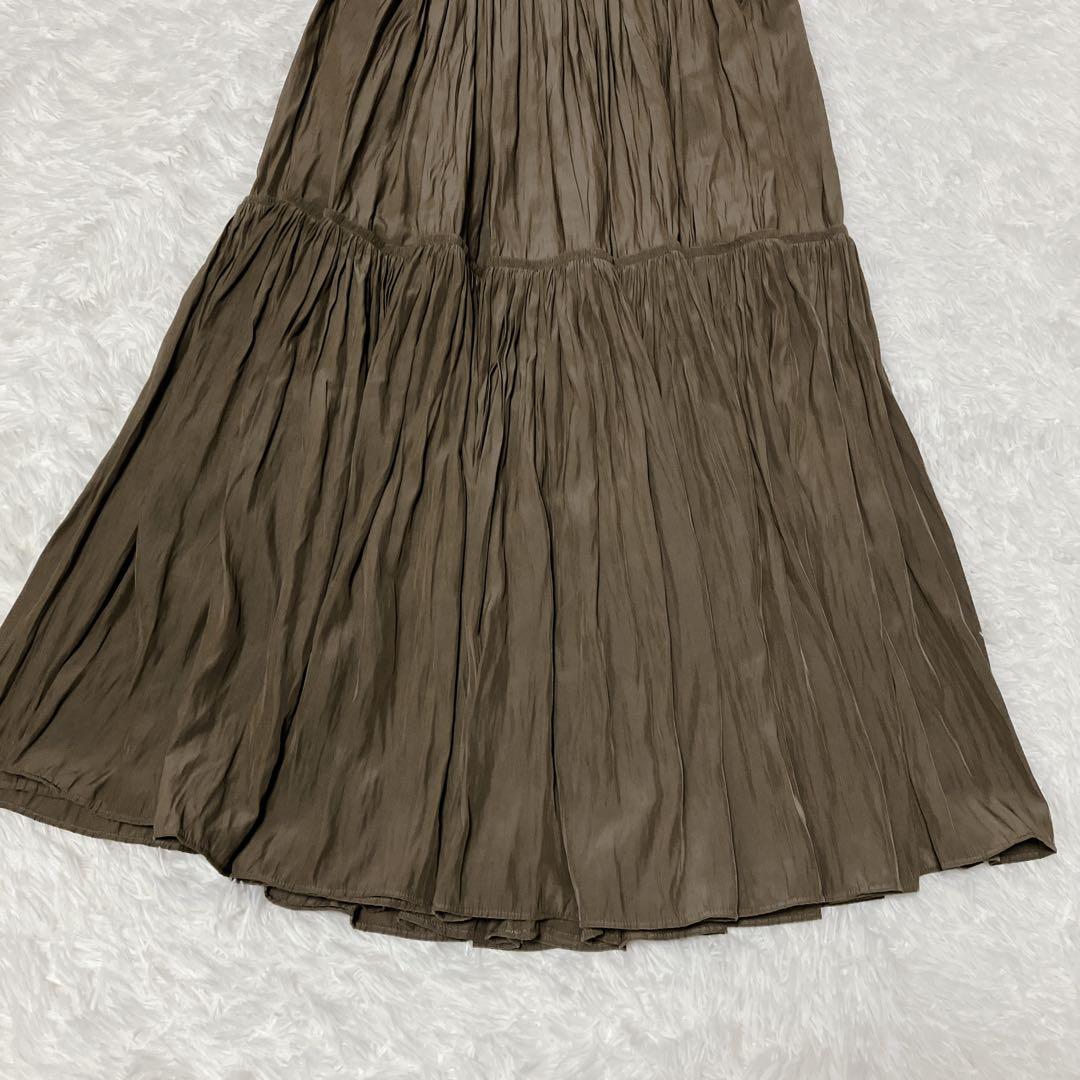 美品 Deuxieme Classe Gather Maxi スカートブラウンD