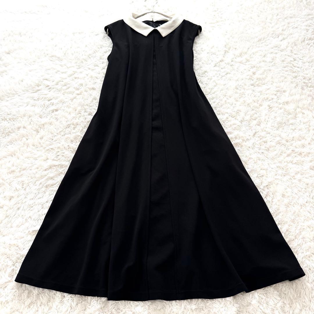 極美品✨ Rene 白襟ワンピース ドレス ノースリーブ フレア 2way 黒