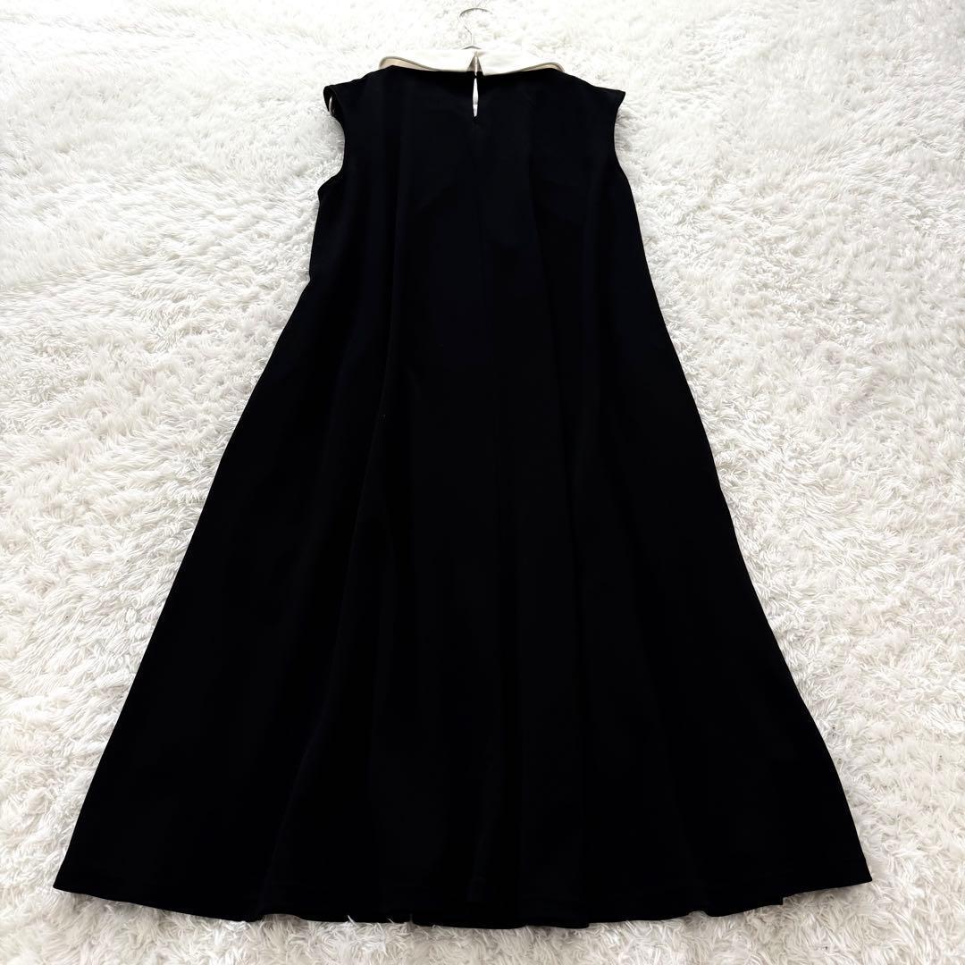 極美品✨ Rene 白襟ワンピース ドレス ノースリーブ フレア 2way 黒