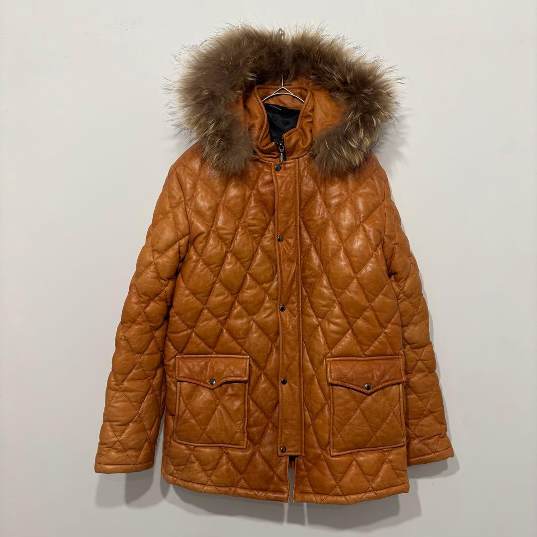 SCHAFFEN 羊革 レザー キルティング ダイヤ ジャケット リアルファー