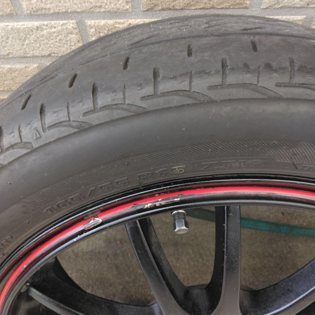 15インチ 5j　45エスホールドブラック スポーク ホイールセット