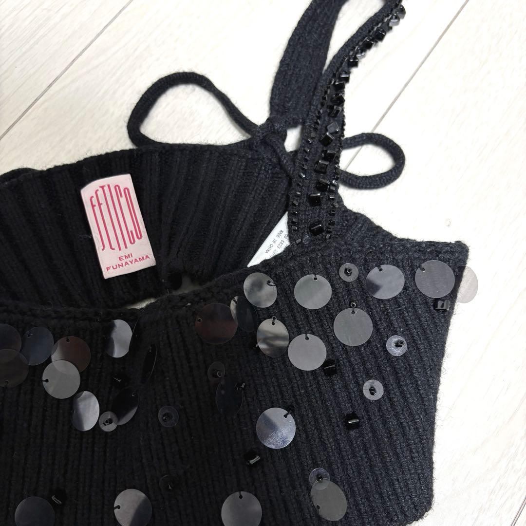 FETICO 「SPANGLE ANGOLA WOOL KNIT BRA」