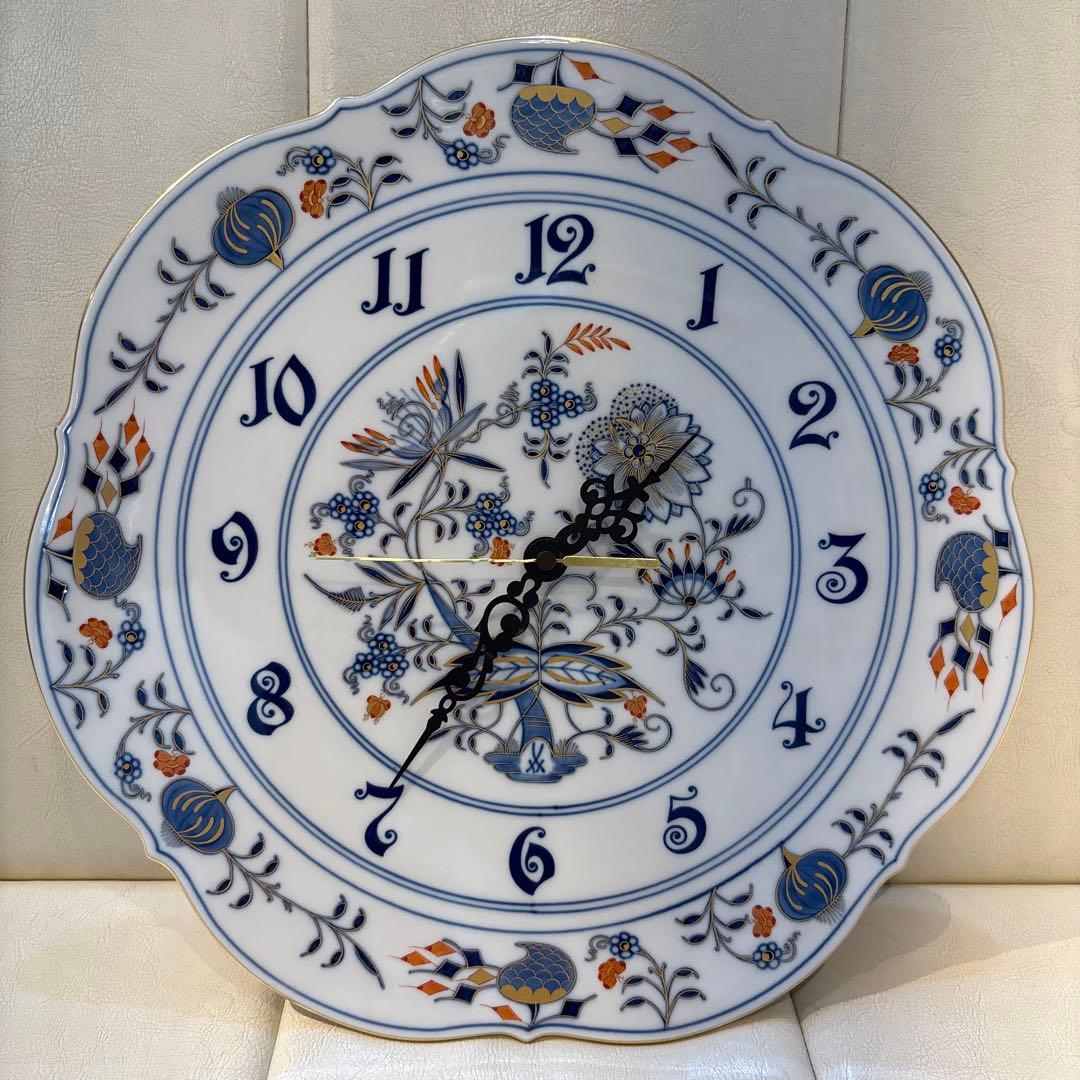 美品！☆マイセン☆ ブルーオニオン 朱金 カラーオニオン 壁掛け時計