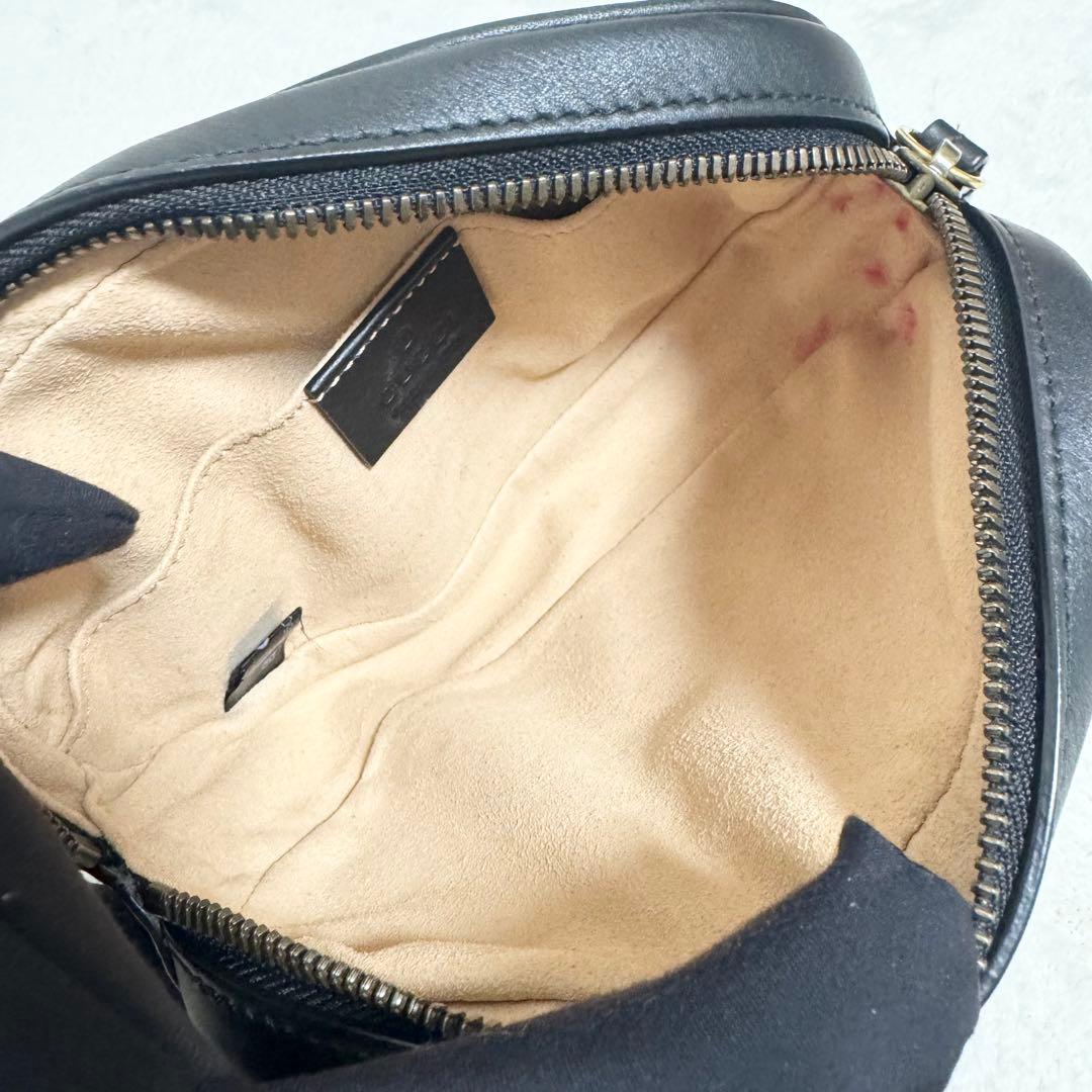 【美品】GUCCI グッチ ウエストポーチ マーモント レザー ブラック 正規品