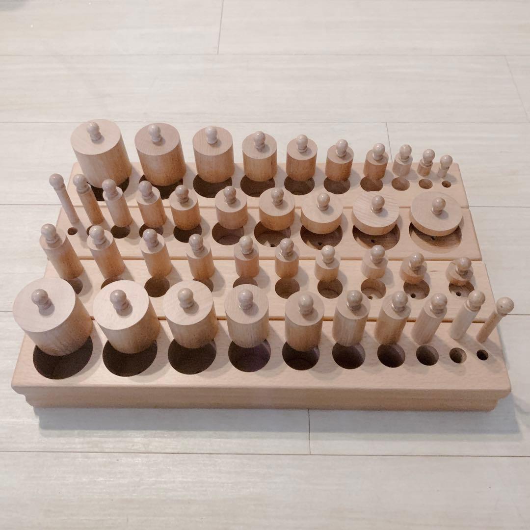 【モンテッソーリ教育】円柱さし　はめ込み円柱　教具 知育玩具