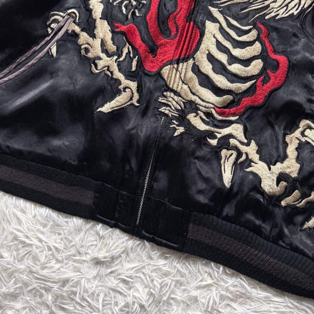 希少/L✨花旅楽団　スカジャン　リバーシブル　豪華刺繍　龍　玄武
