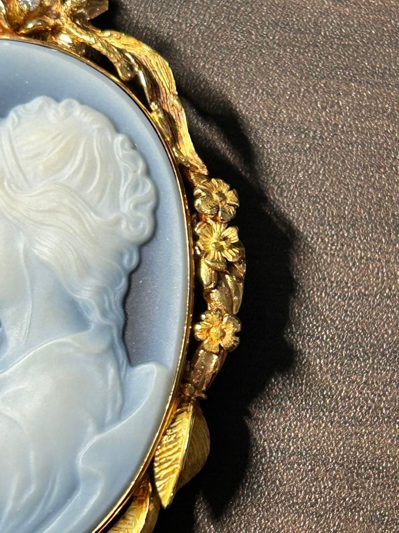 t*k様 K18刻印 カメオ ペンダントトップ ダイヤ 0.02ct 重量約22