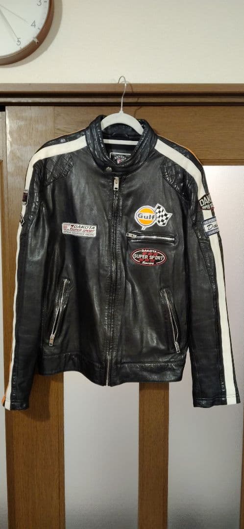 DAKOTA×GULF ブラック ストライプレザージャケット