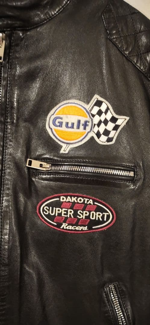 DAKOTA×GULF ブラック ストライプレザージャケット