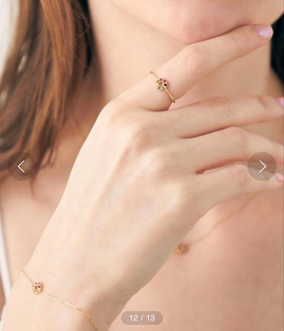 ete K10 YG レインボーナチュラルストーンリング　13号