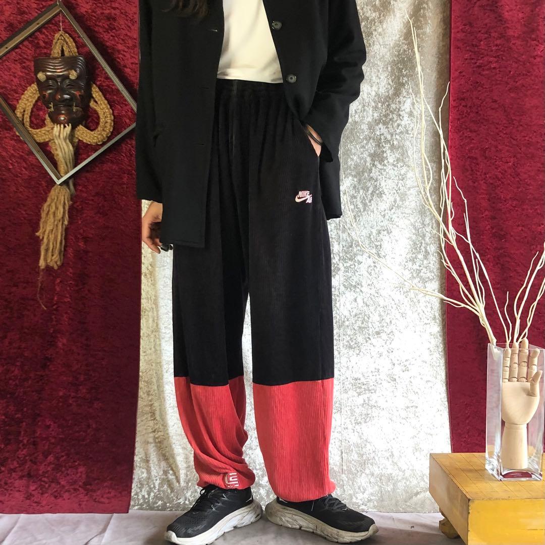 00s NIKE / パンツ 別珍 バイカラー 刺繍 ナイキ デザイン古着
