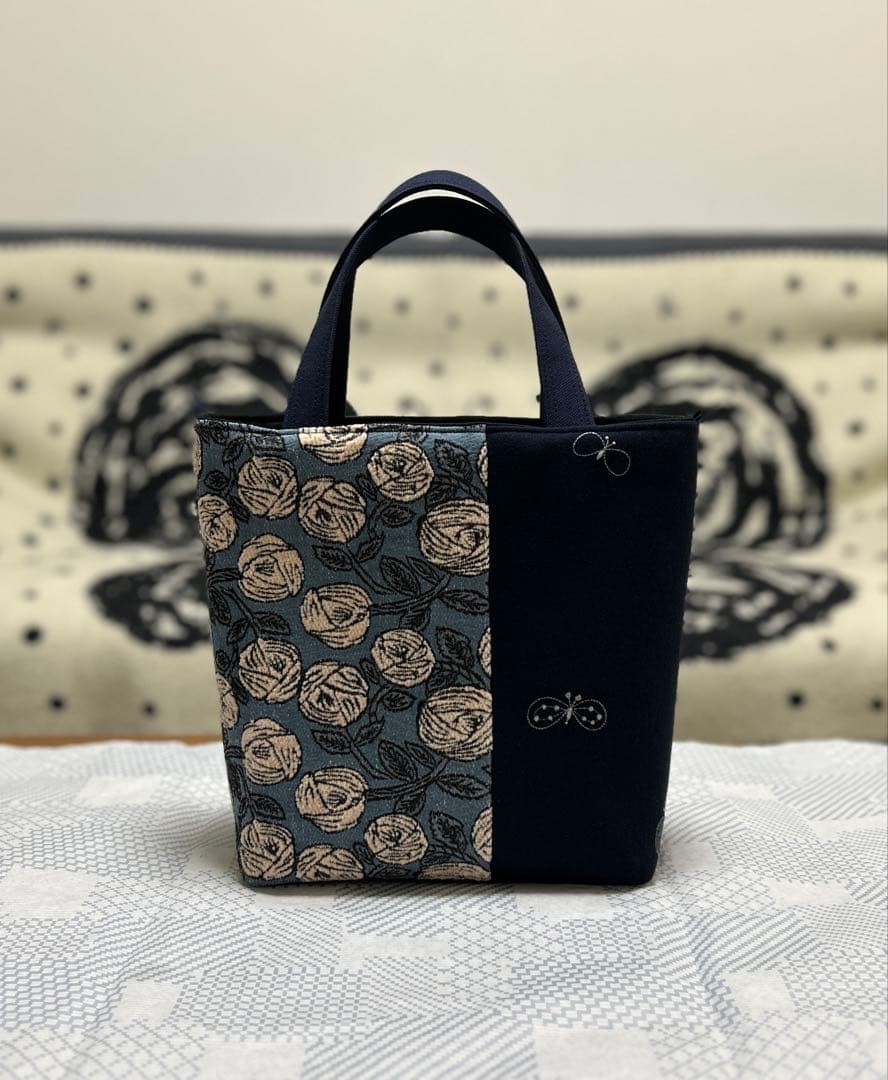 ハンドメイド＊ミナペルホネン＊rosy＋choucho＊マチ付きトート