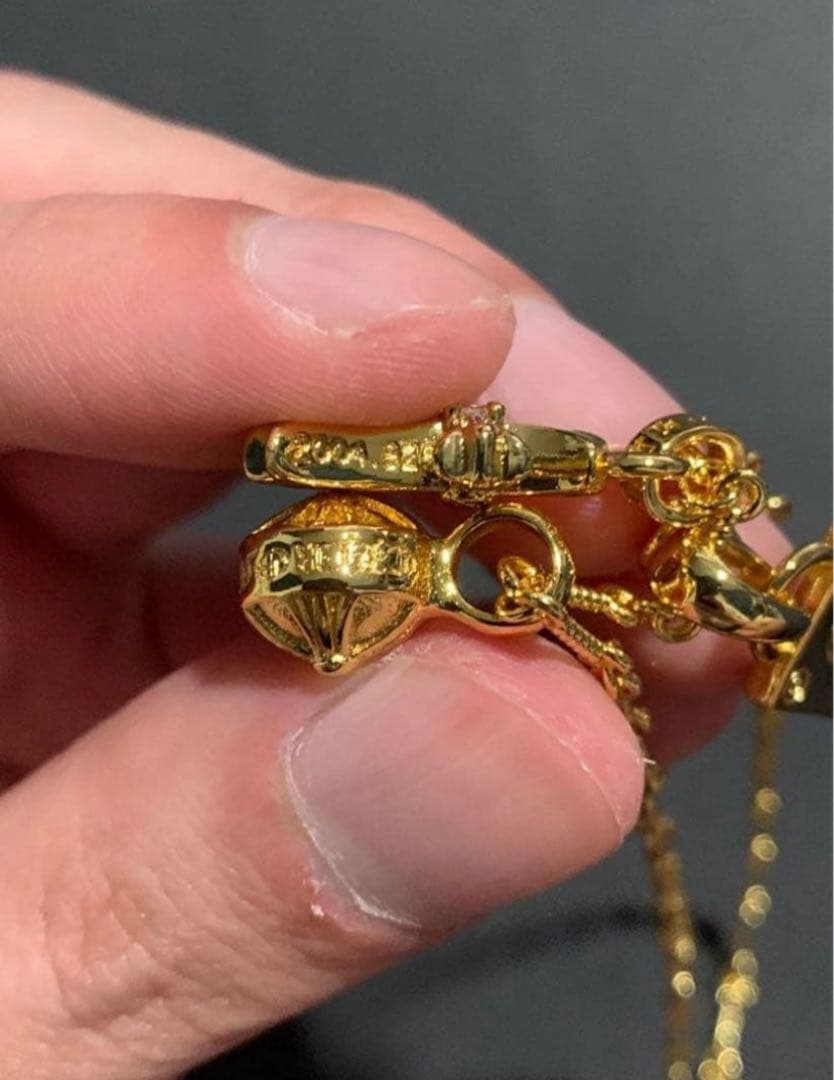 22k ベビーファット　スクエア　クロスボール　ネックレス　3点セット　50㎝