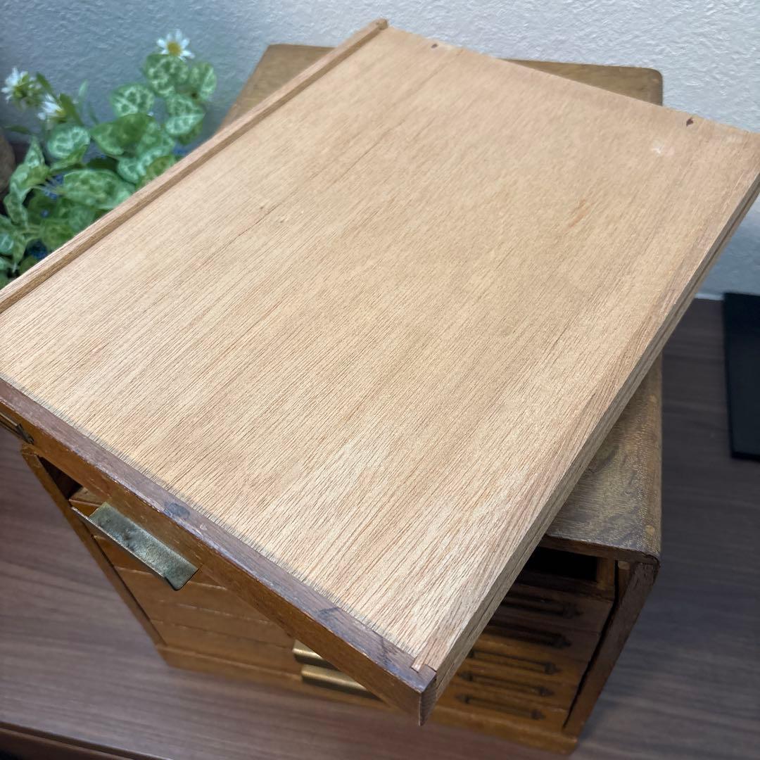 F*y様 木製レターケース　引き出し　6段収納　昭和レトロ　書類入れ　小物入れ