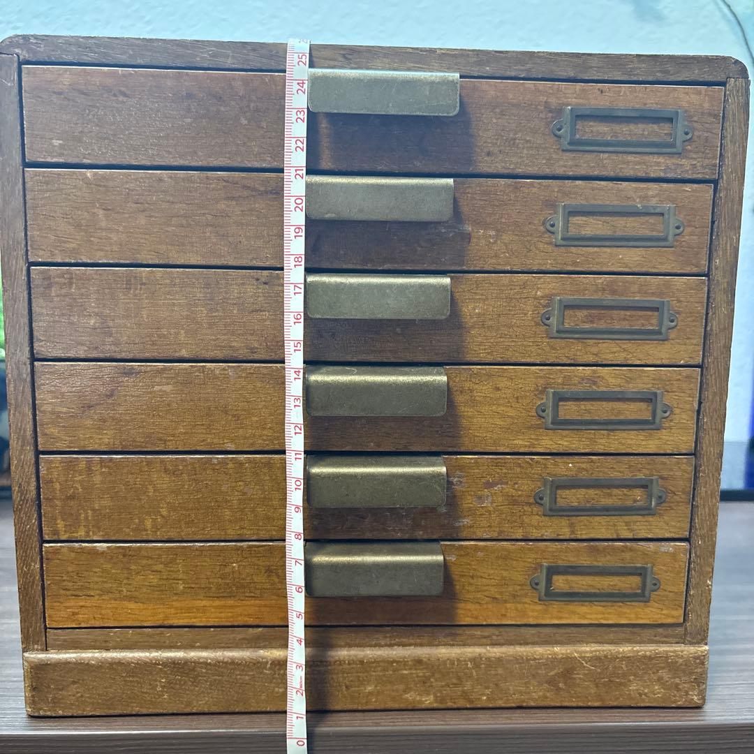 F*y様 木製レターケース　引き出し　6段収納　昭和レトロ　書類入れ　小物入れ