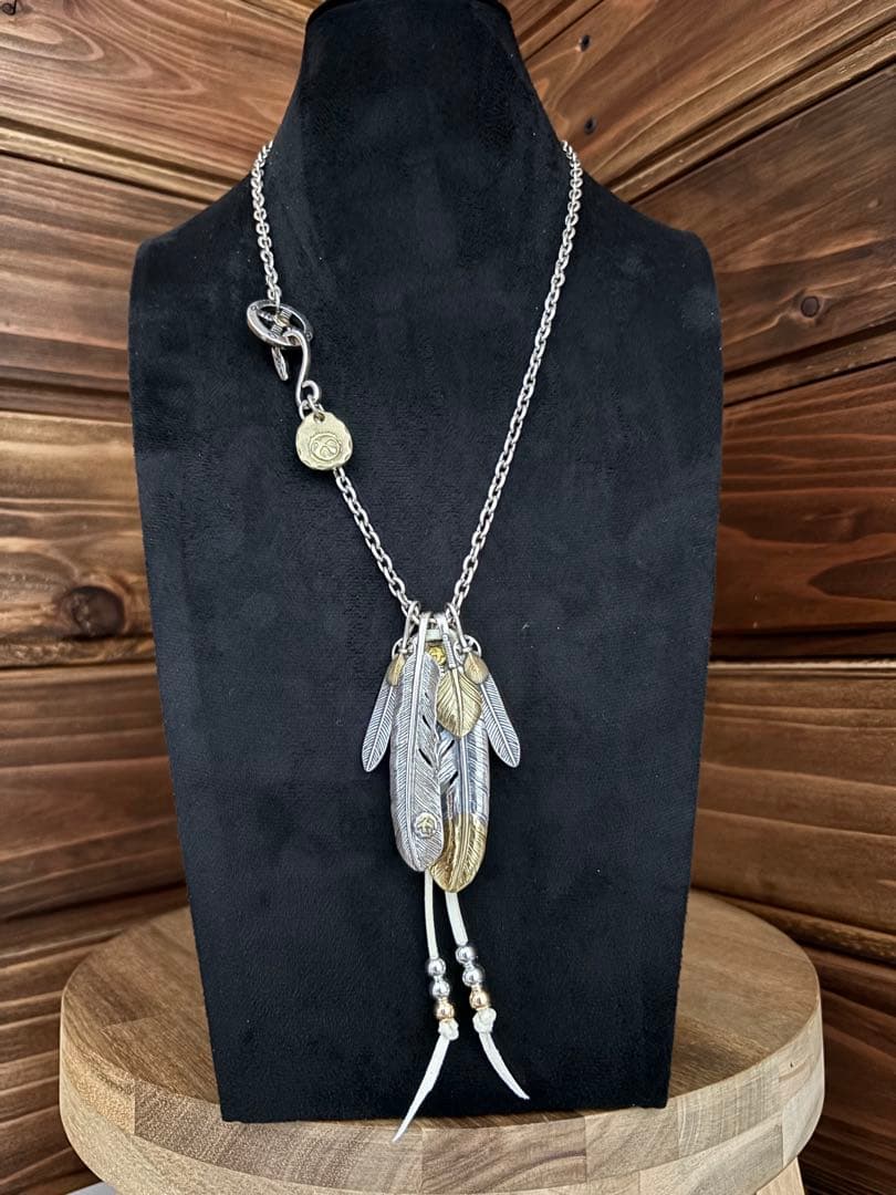 フェザーネックレス　キムタク　神セット　silver フェザー　バングルセット