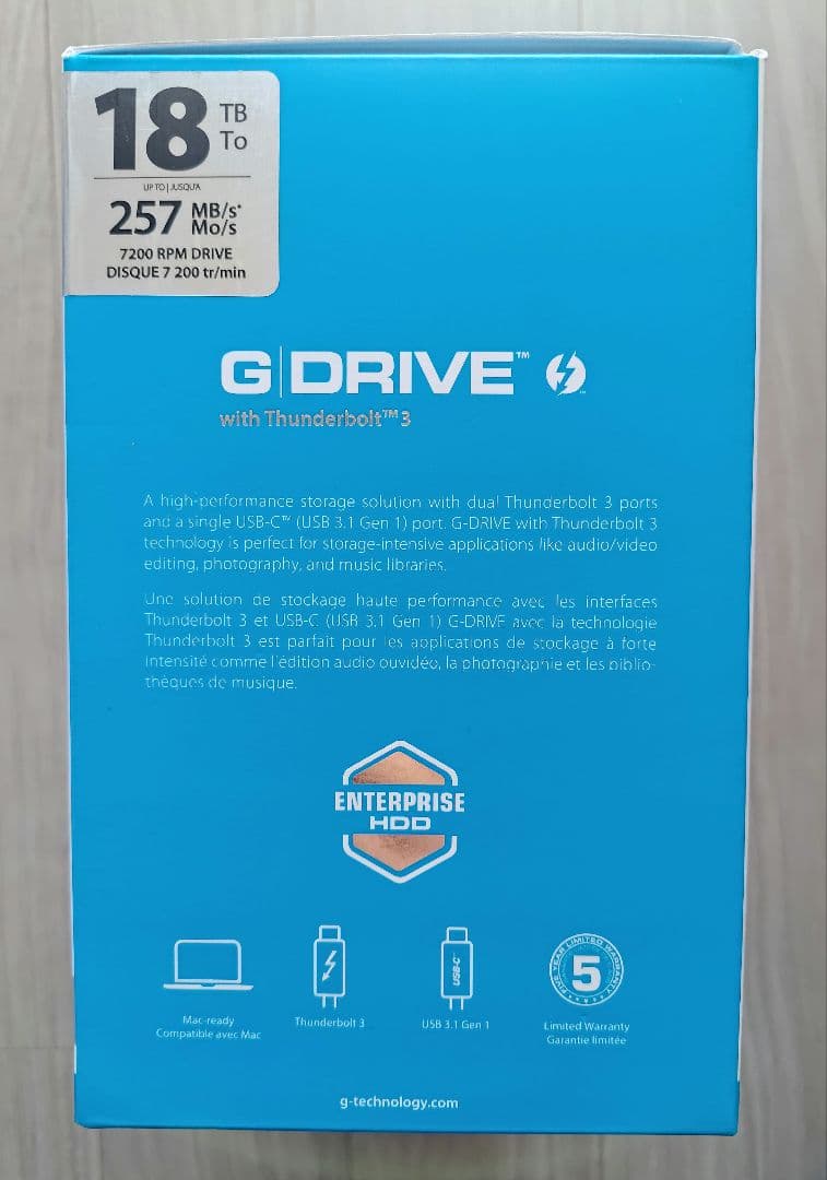 【業務用】G-Drive with Thunderbolt3 18TB※PC通電