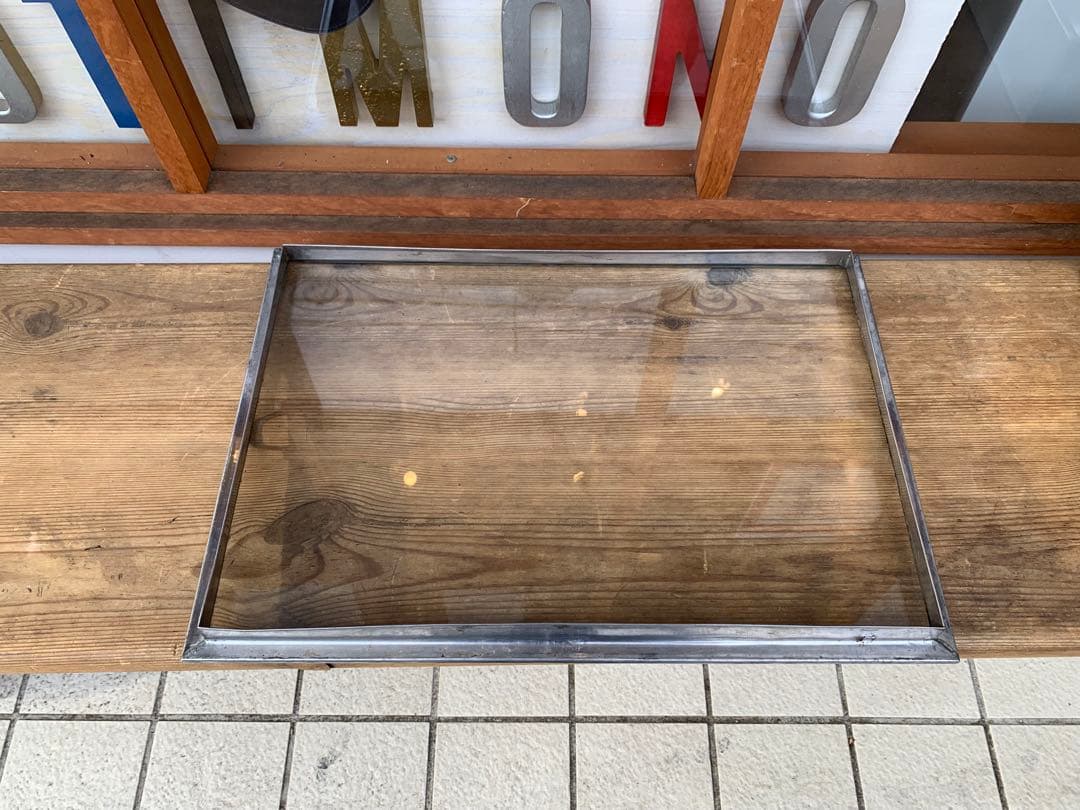 G0412★駄菓子屋ケース　ブリキガラスケース　蓋付ケース　駄菓子屋　店舗什器