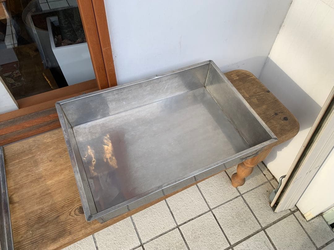 G0412★駄菓子屋ケース　ブリキガラスケース　蓋付ケース　駄菓子屋　店舗什器