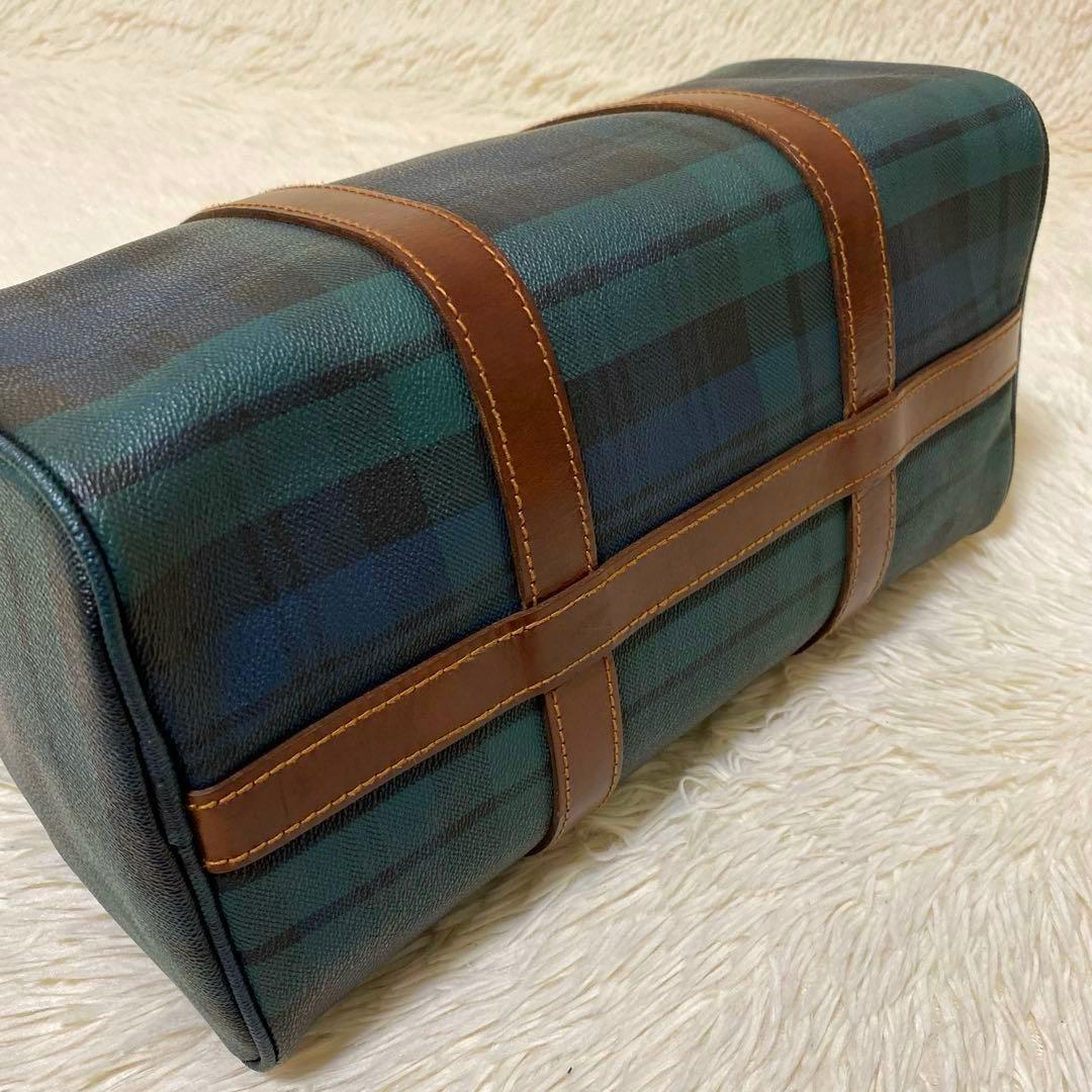 【美品】ポロラルローレン ミニボストン バッグ　PVCレザー ブラックウォッチ