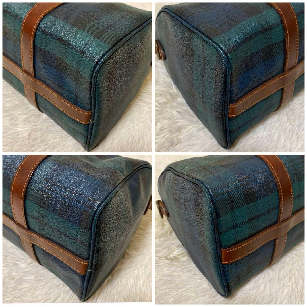 【美品】ポロラルローレン ミニボストン バッグ　PVCレザー ブラックウォッチ