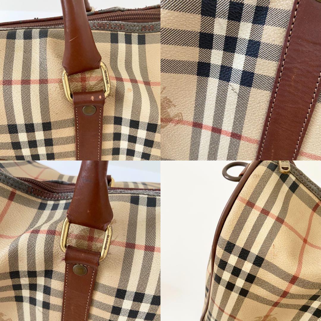 極美品　バーバリー ボストンバッグ ノバチェック ホースロゴ 2way PVC