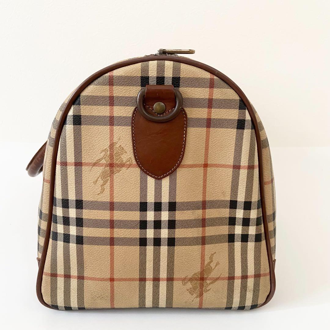 極美品　バーバリー ボストンバッグ ノバチェック ホースロゴ 2way PVC
