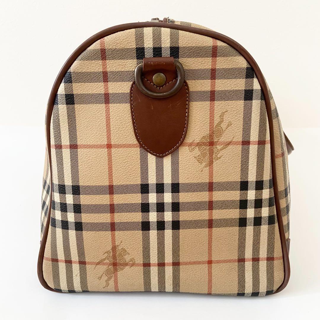 極美品　バーバリー ボストンバッグ ノバチェック ホースロゴ 2way PVC