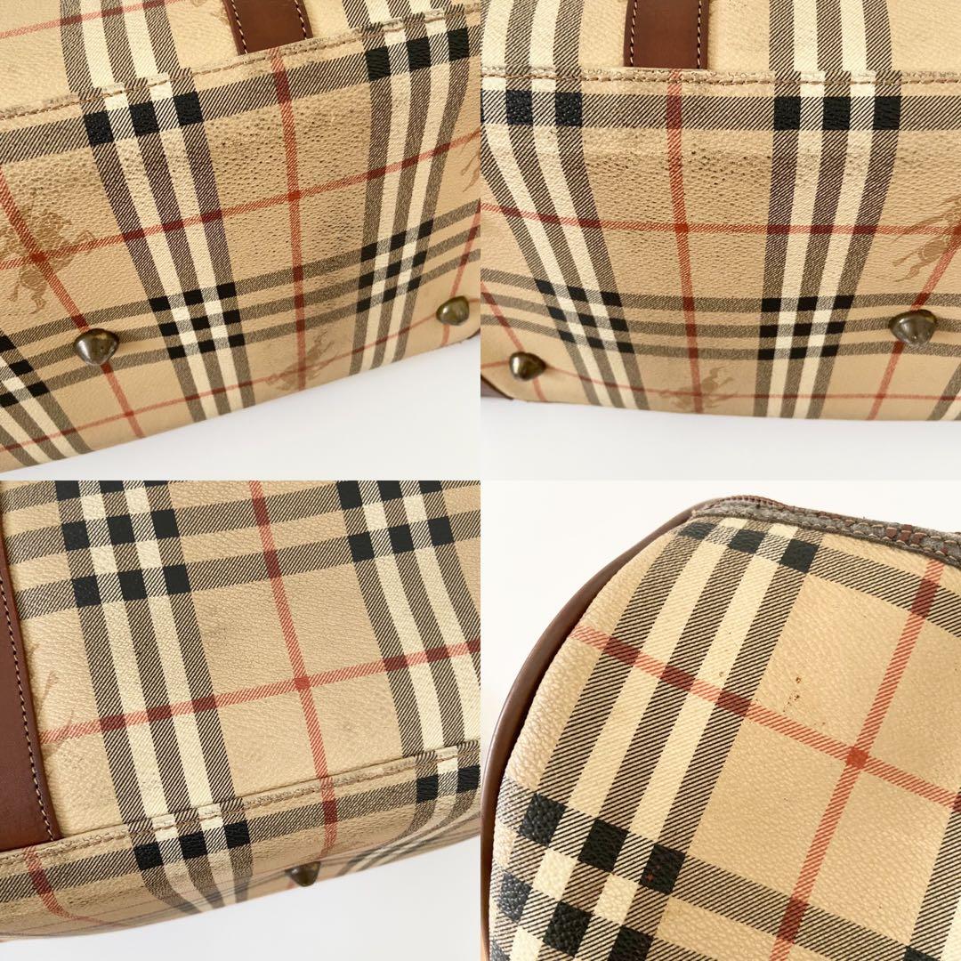 極美品　バーバリー ボストンバッグ ノバチェック ホースロゴ 2way PVC