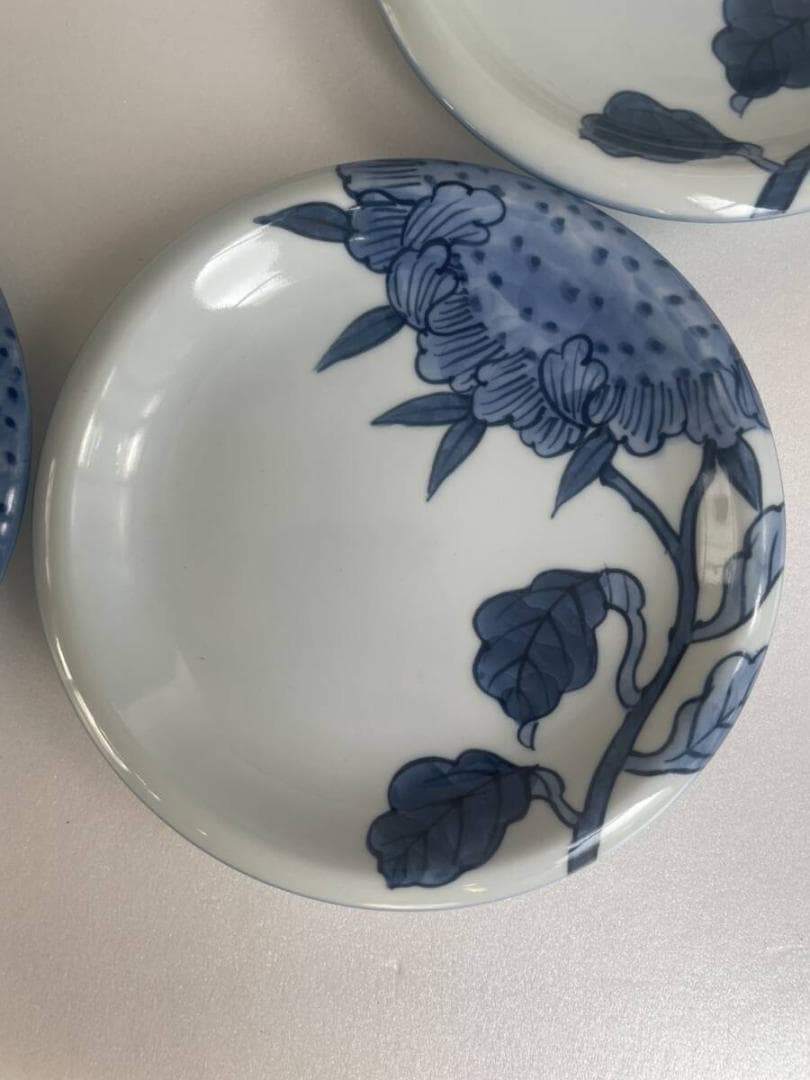 ①館林 源右衛門 染付向日葵絵 銘々皿 五客 お皿 中皿 有田焼 25