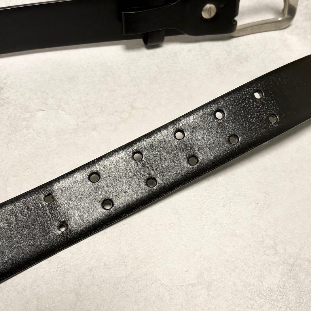 【美品✨希少】CELINE メンズ　ベルト　ダブルピン　レザー　黒　ロゴ刻印