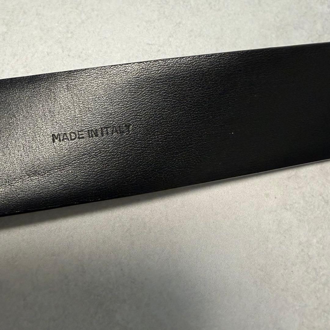 【美品✨希少】CELINE メンズ　ベルト　ダブルピン　レザー　黒　ロゴ刻印