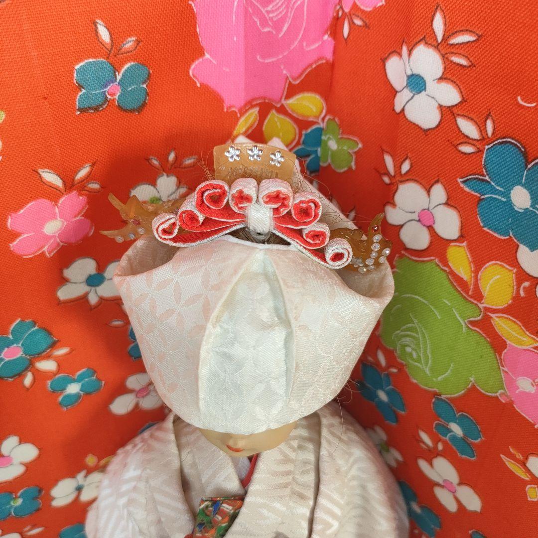 タミーちゃんサイズ　ハンドメイド　花嫁衣装セット　色打掛　オレンジ鶴