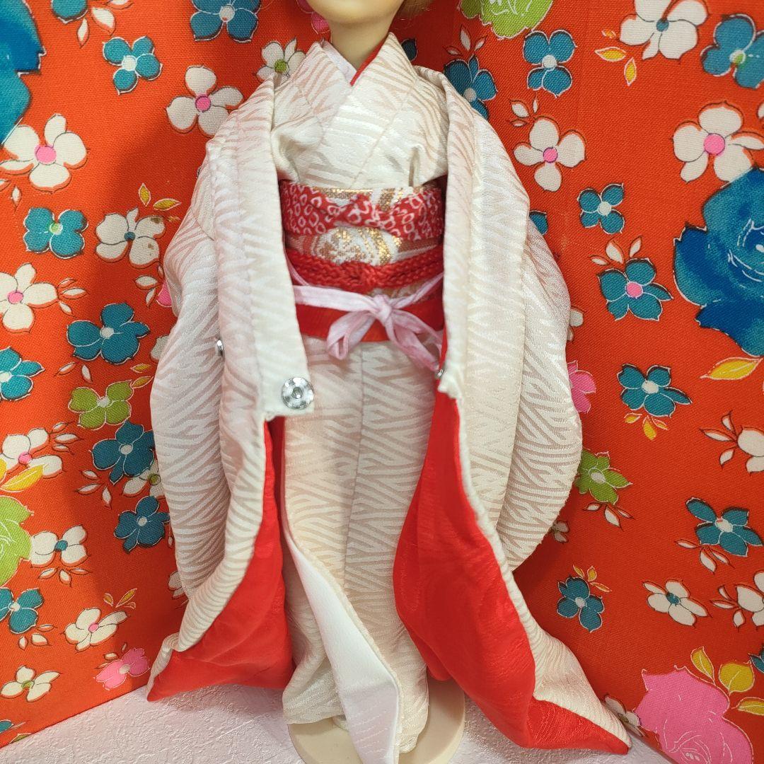 タミーちゃんサイズ　ハンドメイド　花嫁衣装セット　色打掛　オレンジ鶴