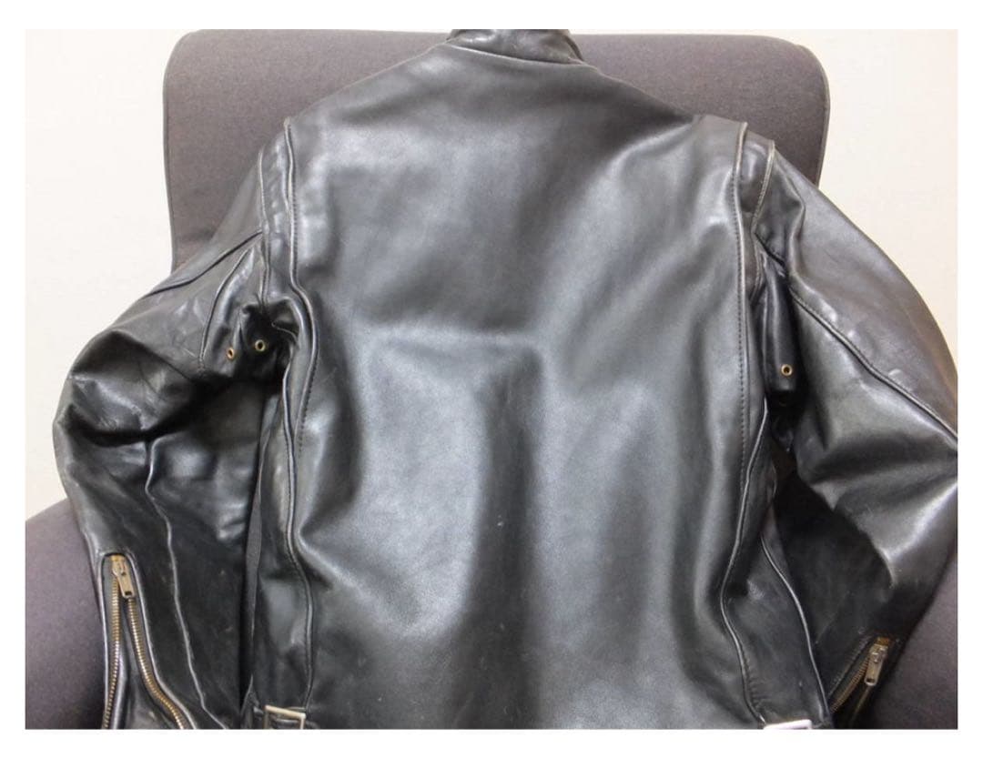 Schott ブラックレザーシングルライダースジャケット38 (M)品番641G