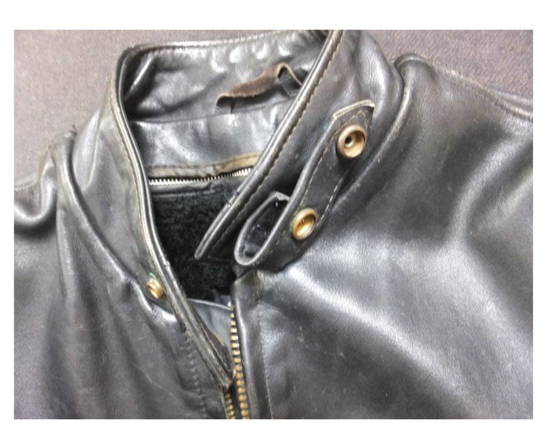 Schott ブラックレザーシングルライダースジャケット38 (M)品番641G