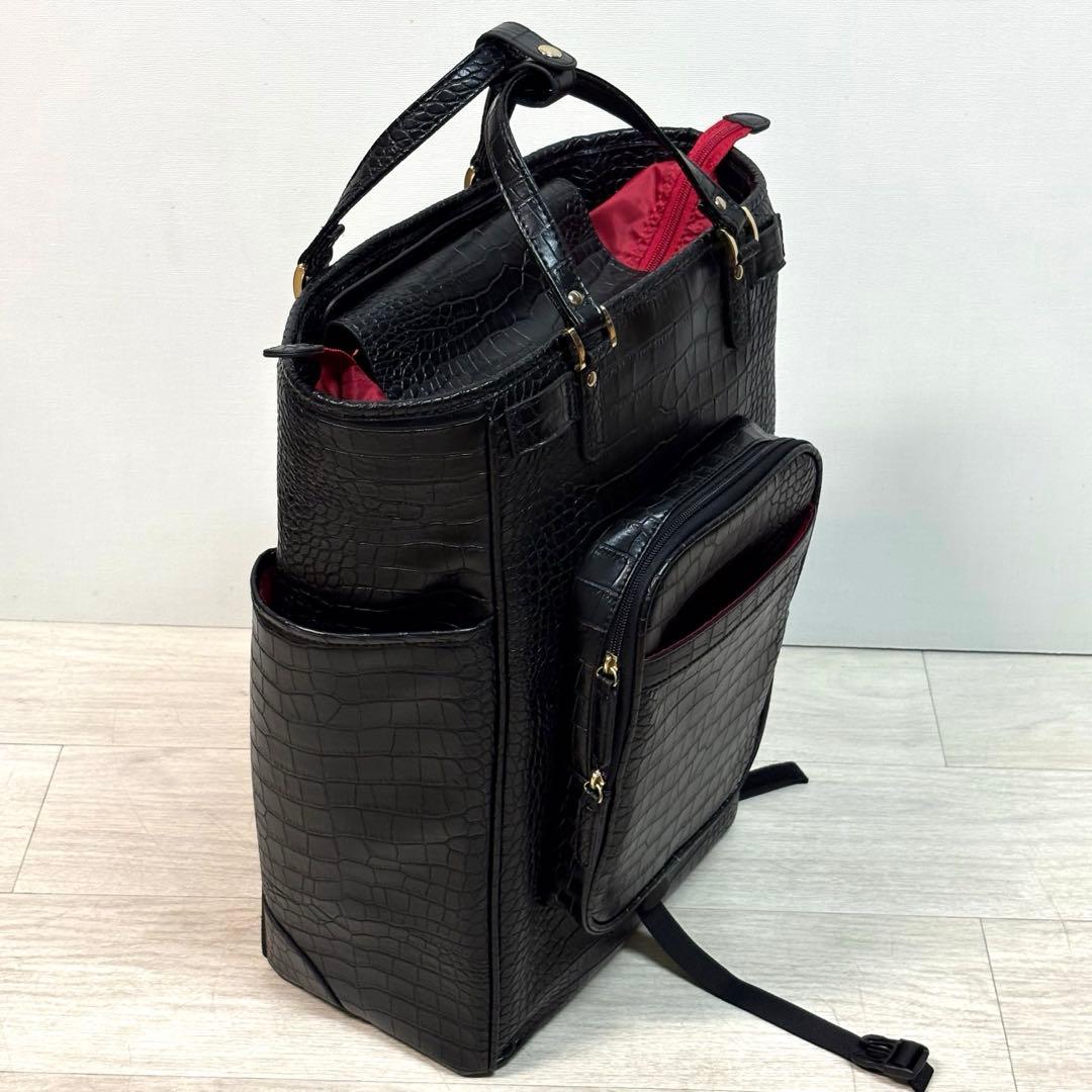 スワニー トートキャリー クロコダイル風型押し 4輪　旅行カバン　旅行バッグ