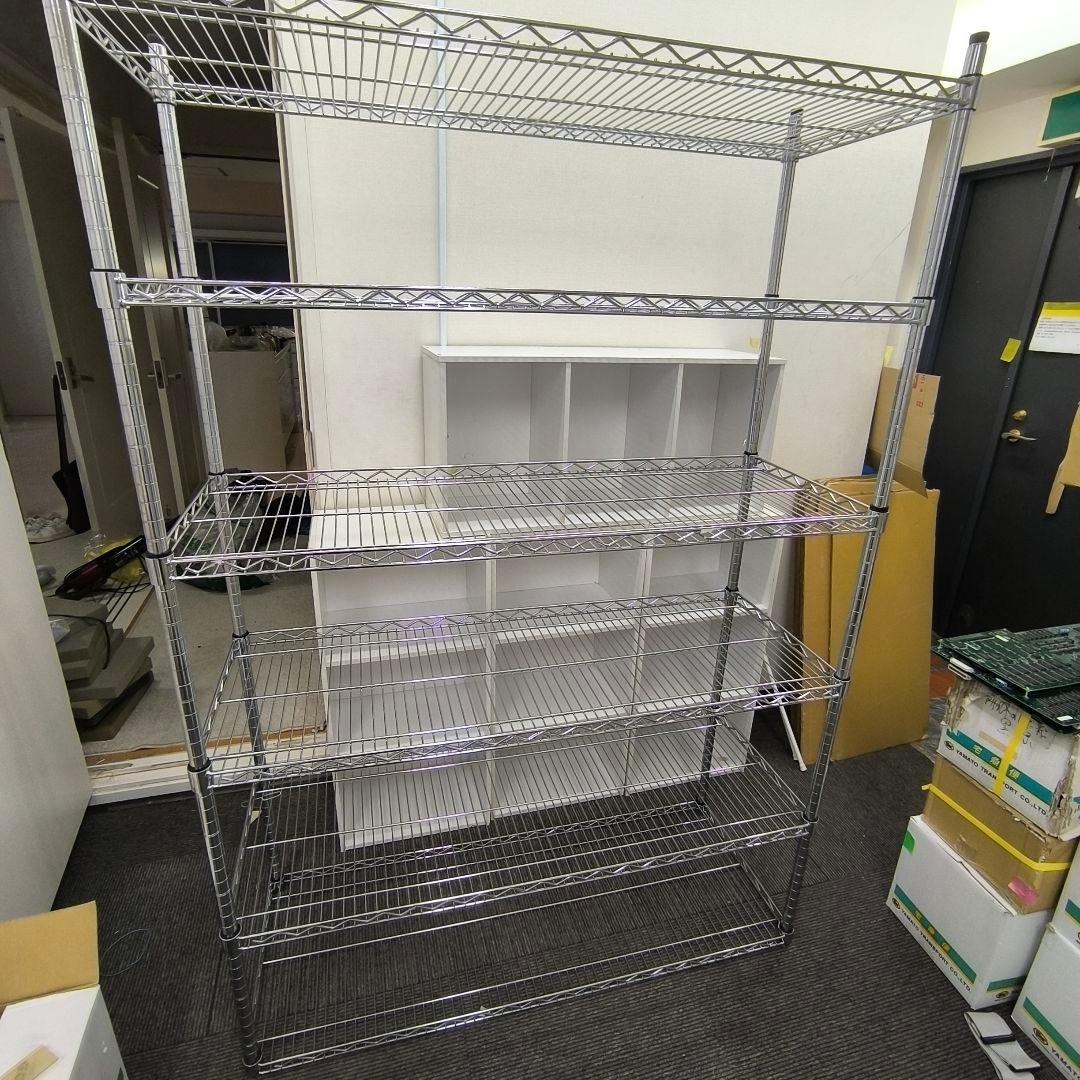 まぁちゃん:【幅120cm】スチールラック 5段 シルバー 棚板1枚追加済