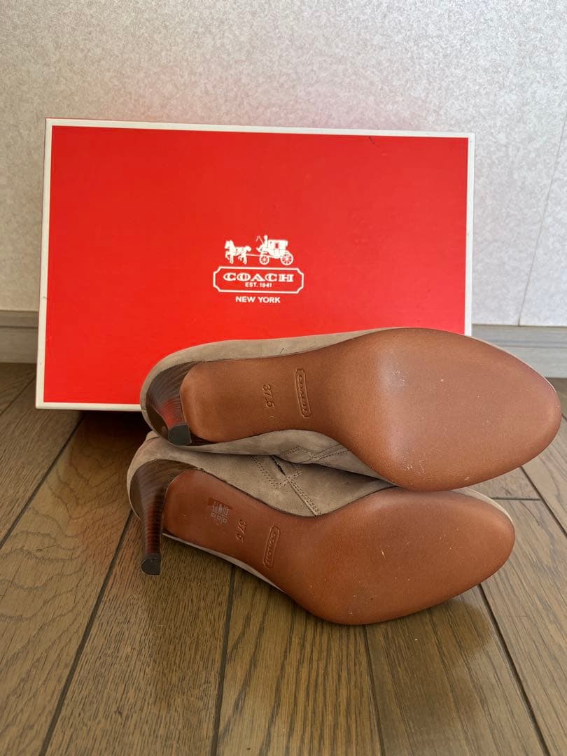 新品 COACH スエード ハイヒールブーツ SIZE 37.5 スェード