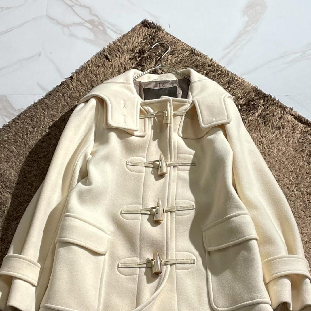 美品・現行　マッキントッシュ　ダッフルコート　ロング丈　トグル　牛革　オフ白