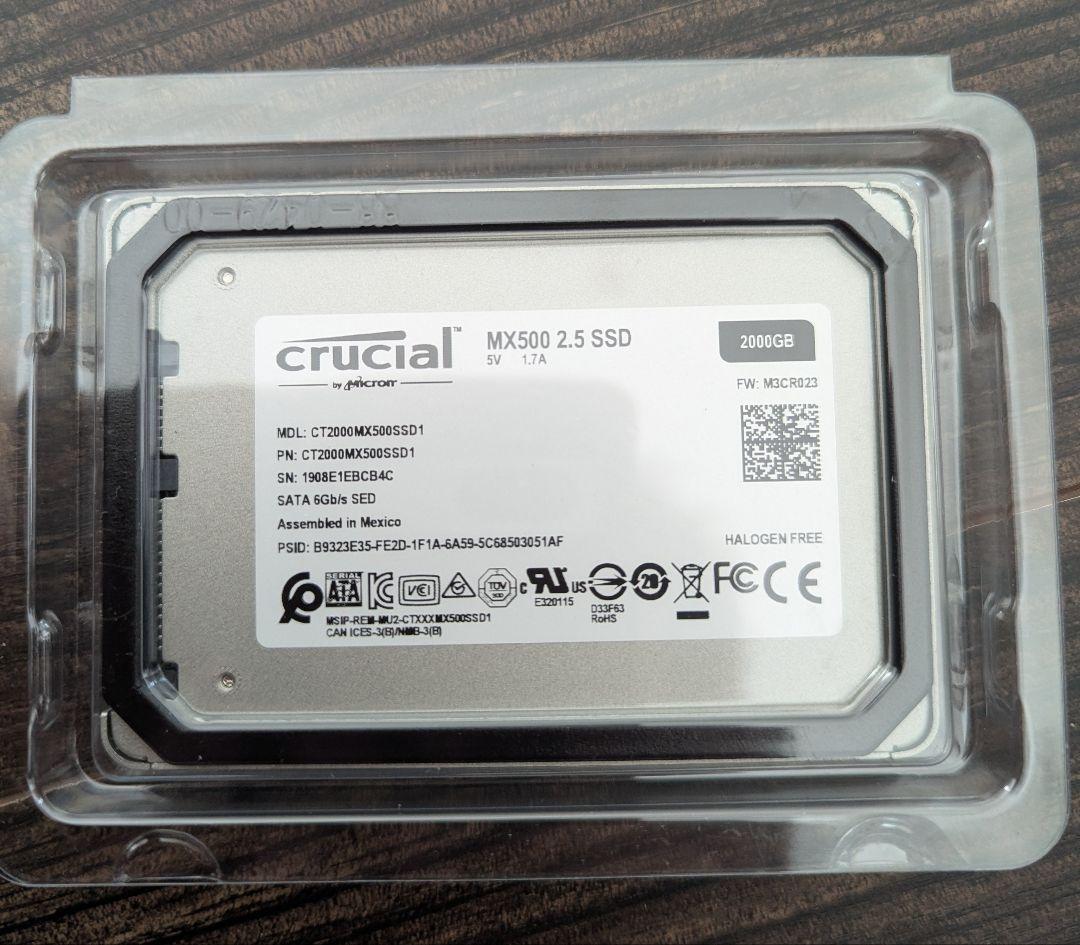 crucial MX500 2.5インチ SSD 2000GB(2TB)