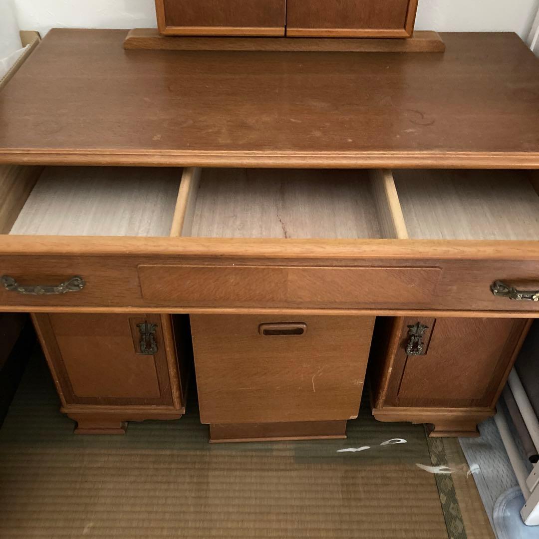 木製　ブラウン　ドレッサー スツール付き　三面鏡　レトロ　★★ お引取り限定★★