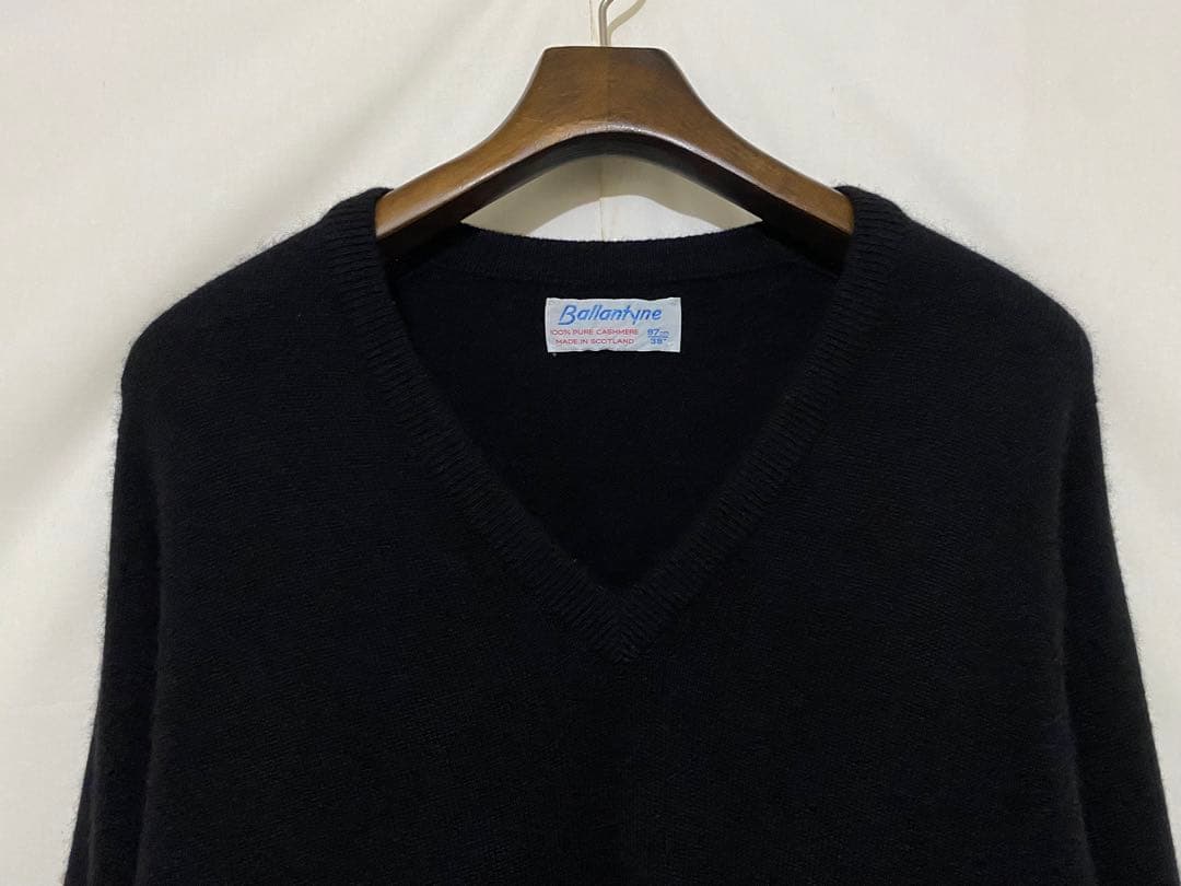 80s Ballantyne バランタイン カシミア ニットブラック 黒　38