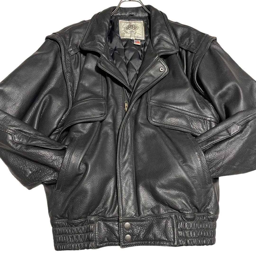 【vintage】アメリカ産羊革 ラムレザーシングルライダースジャケット 黒 M