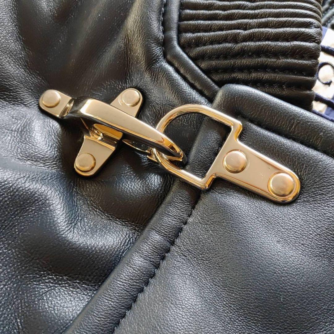 BURBERRY 異素材 切替 ファイヤーマンフック レザージャケット ブルゾン