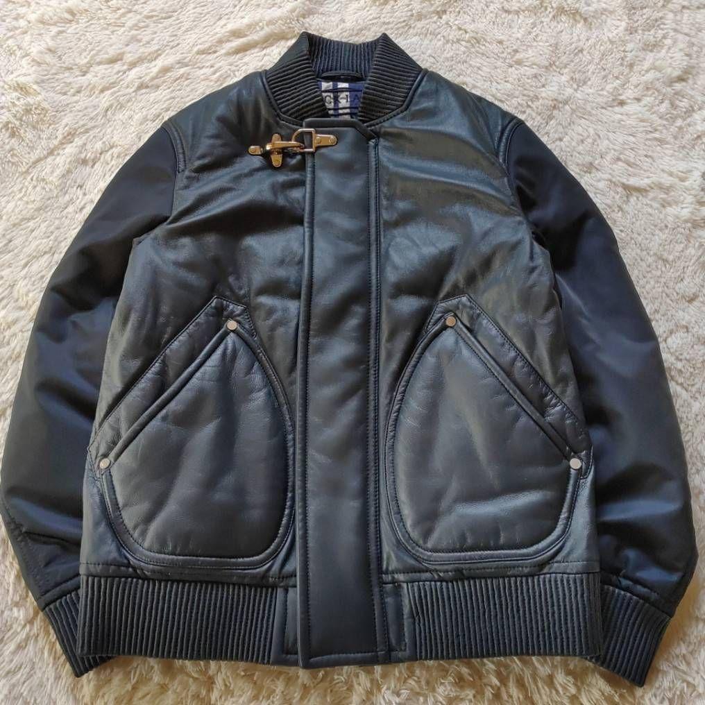 BURBERRY 異素材 切替 ファイヤーマンフック レザージャケット ブルゾン