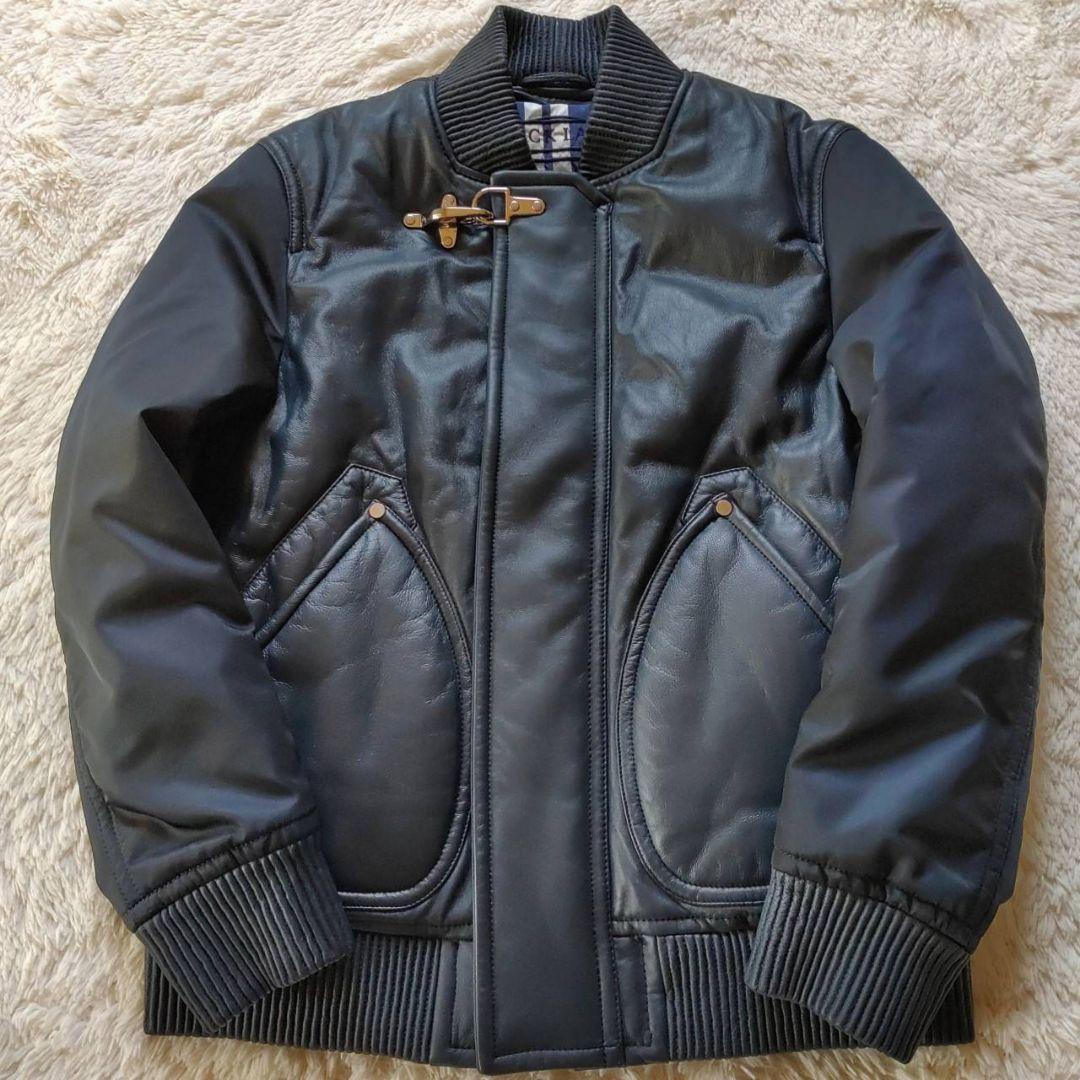 BURBERRY 異素材 切替 ファイヤーマンフック レザージャケット ブルゾン