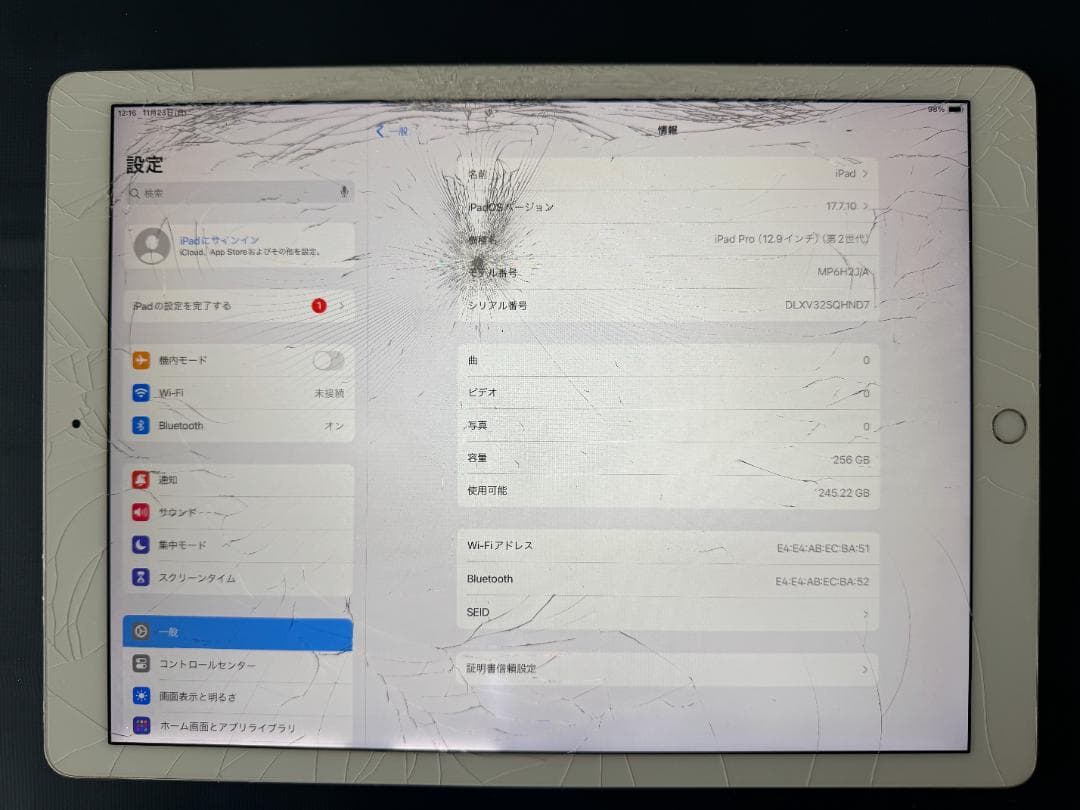 【ジャンク品】iPad Pro 12.9インチ 第2世代 256GB